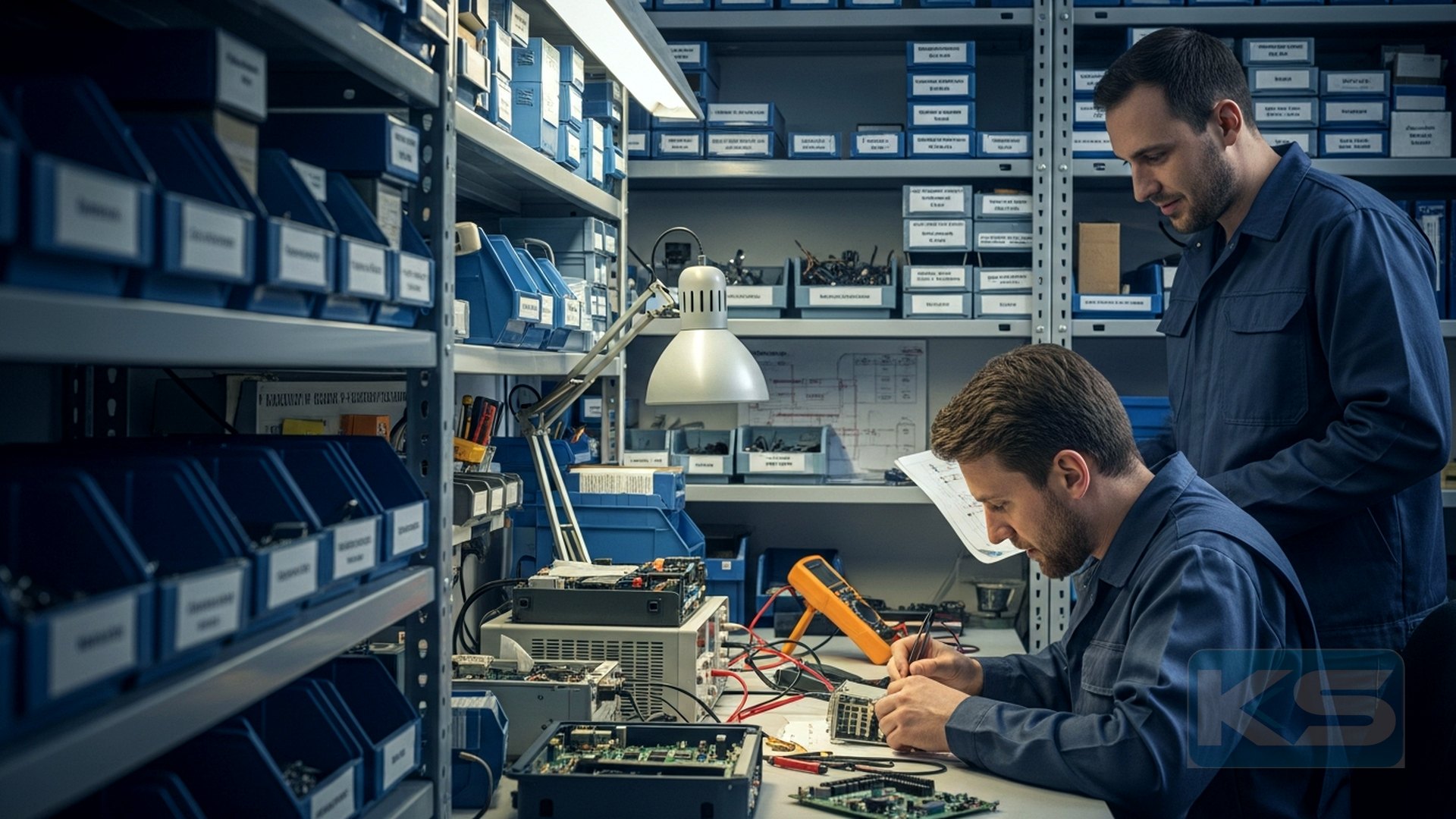 Tecnici KS Service al lavoro nel laboratorio di Sesto San Giovanni