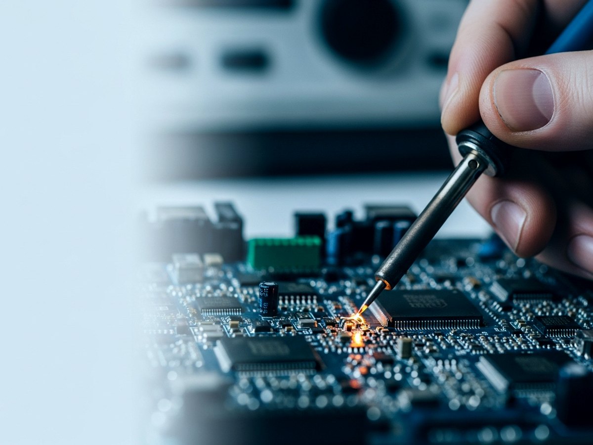 Riparazione di una scheda elettronica in laboratorio